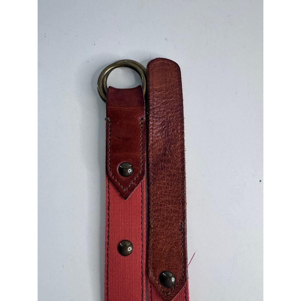 Vintage J. CREW Riveted Canvas Red/Orange Belt S/M Made USA
